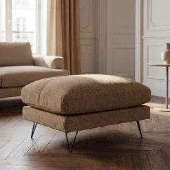 Drawer VILLABON Pouf en tissu pieds épingles noirs