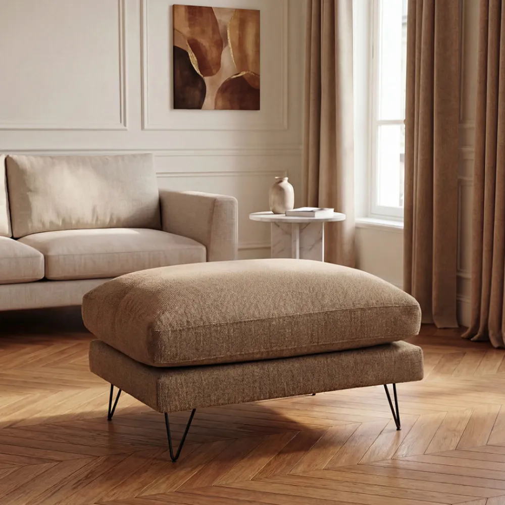 Drawer VILLABON Pouf en tissu pieds épingles noirs