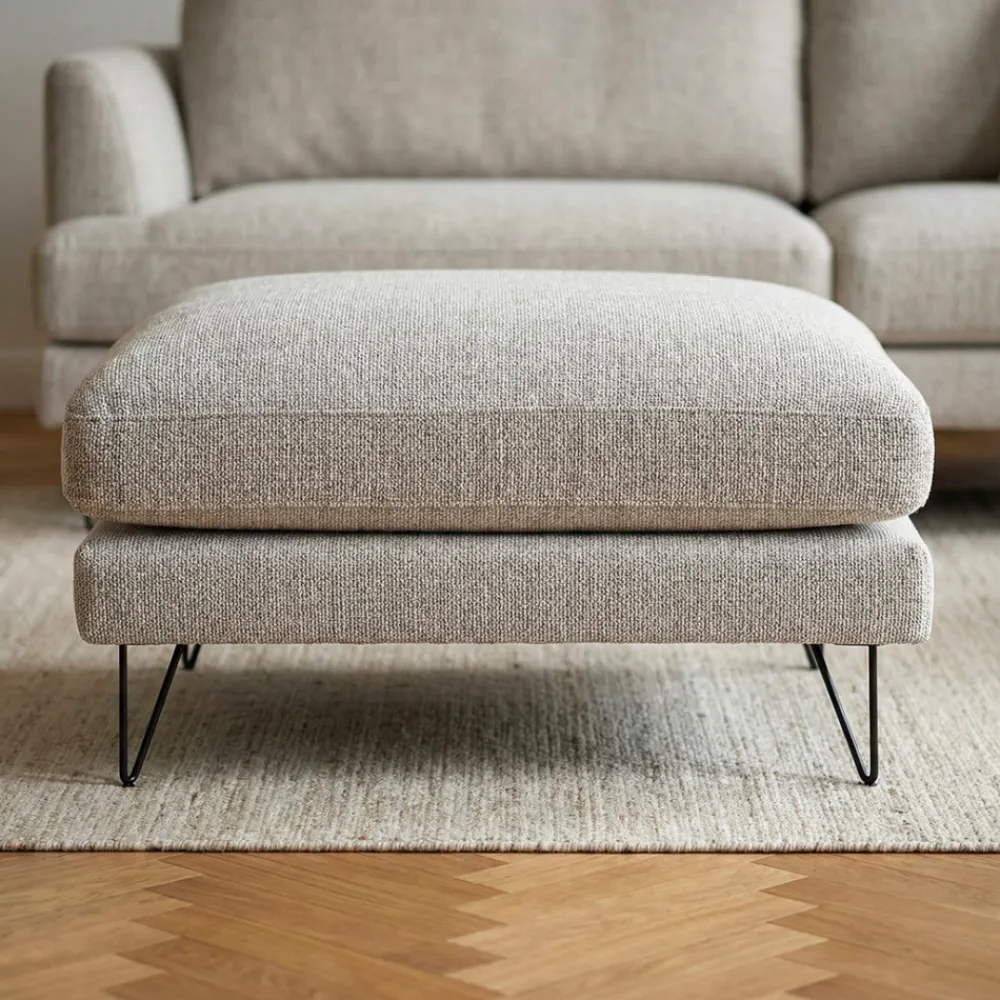 Drawer VILLABON Pouf en tissu pieds épingles noirs