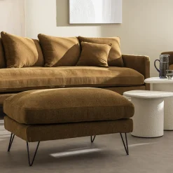Drawer VILLABON Pouf en tissu pieds épingles noirs