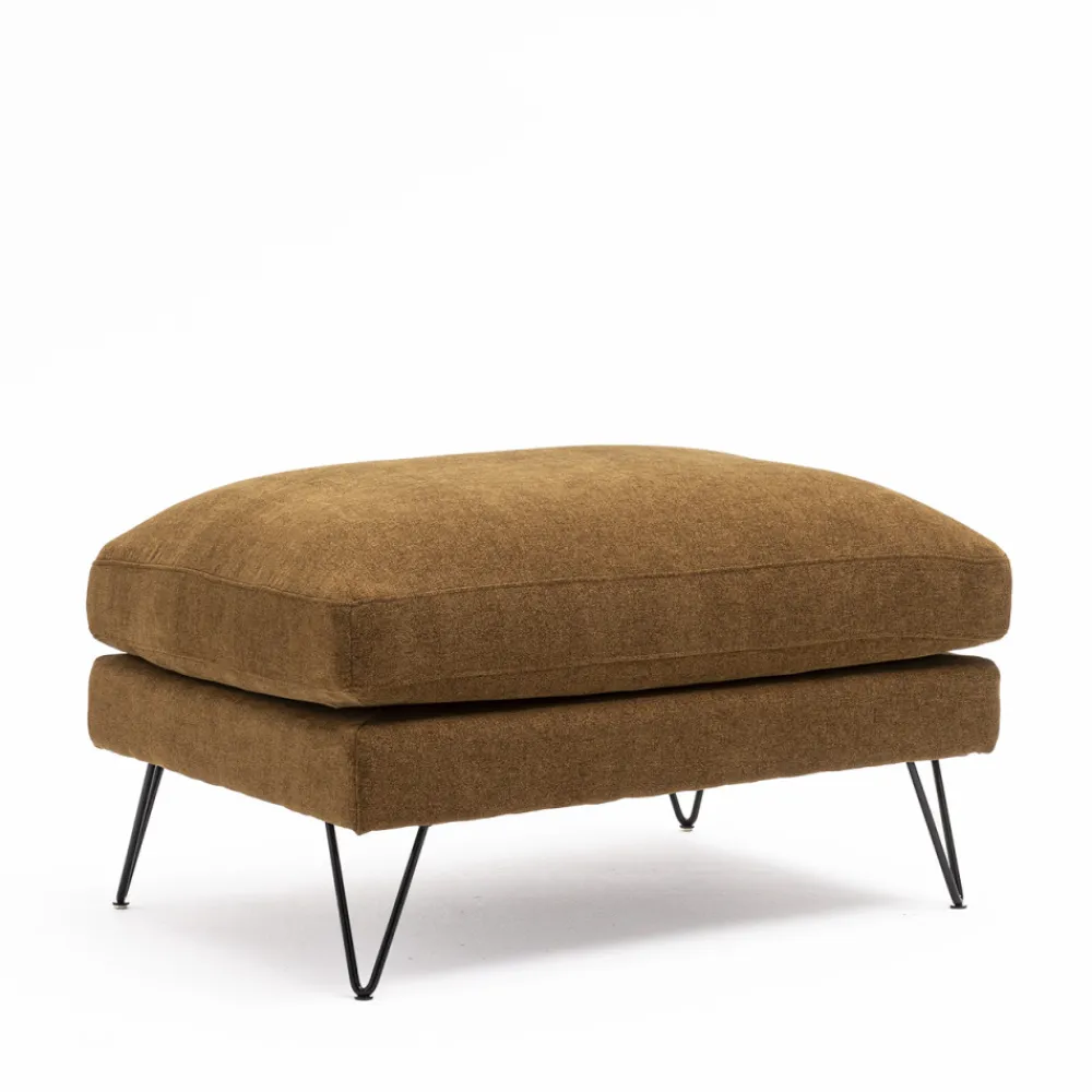 Drawer VILLABON Pouf en tissu pieds épingles noirs