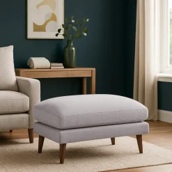Drawer VILLABON Pouf en tissu pieds bois foncé