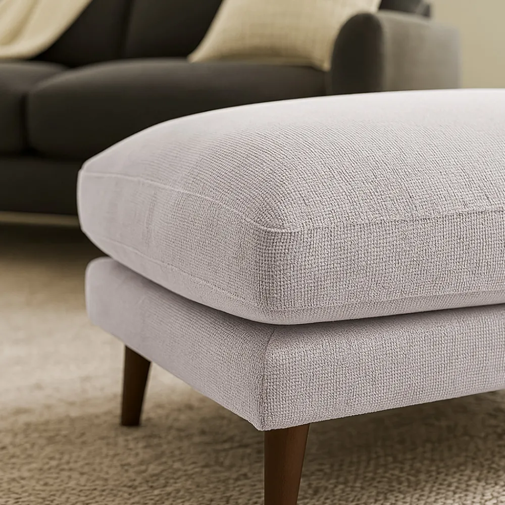 Drawer VILLABON Pouf en tissu pieds bois foncé
