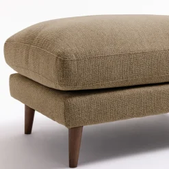 Drawer VILLABON Pouf en tissu pieds bois foncé