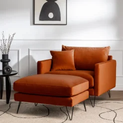 Drawer VILLABON Pouf en velours pieds épingles noirs