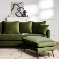 Drawer VILLABON Pouf en velours pieds épingles noirs
