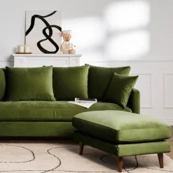 Drawer VILLABON Pouf en velours pieds bois foncé
