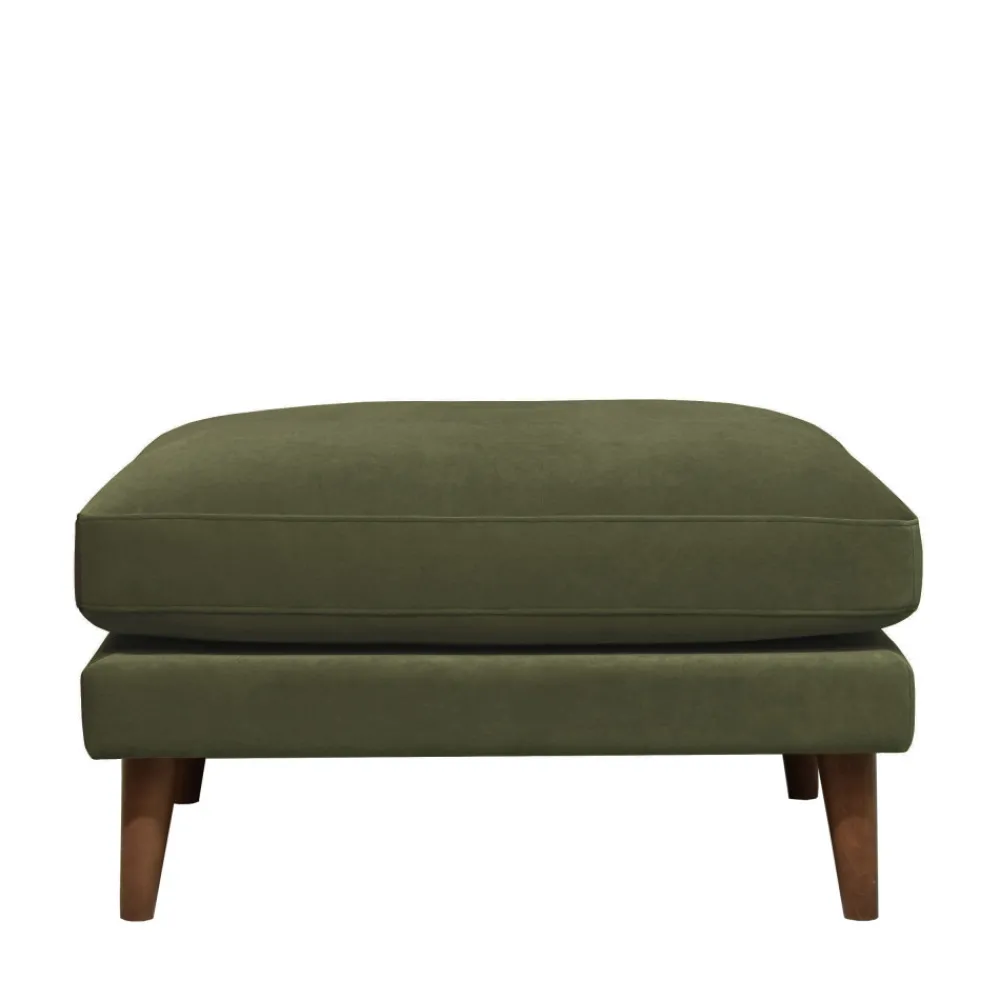 Drawer VILLABON Pouf en velours pieds bois foncé
