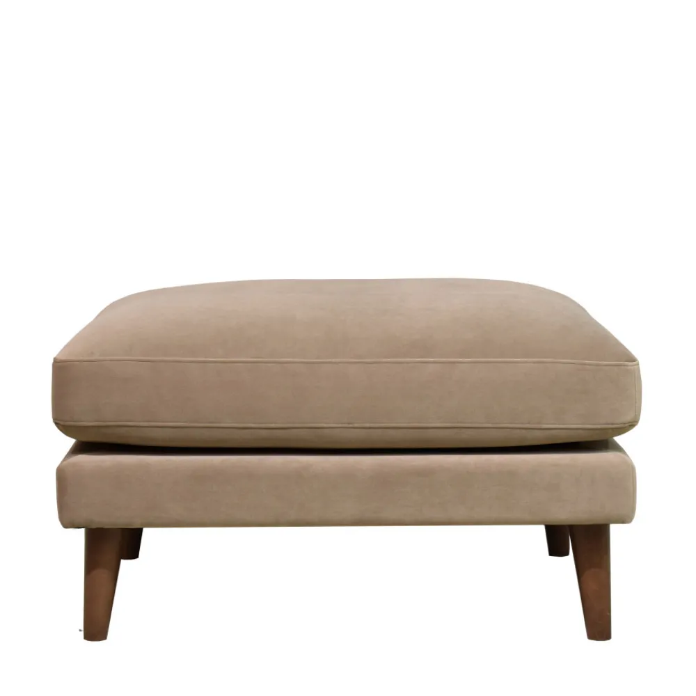 Drawer VILLABON Pouf en velours pieds bois foncé