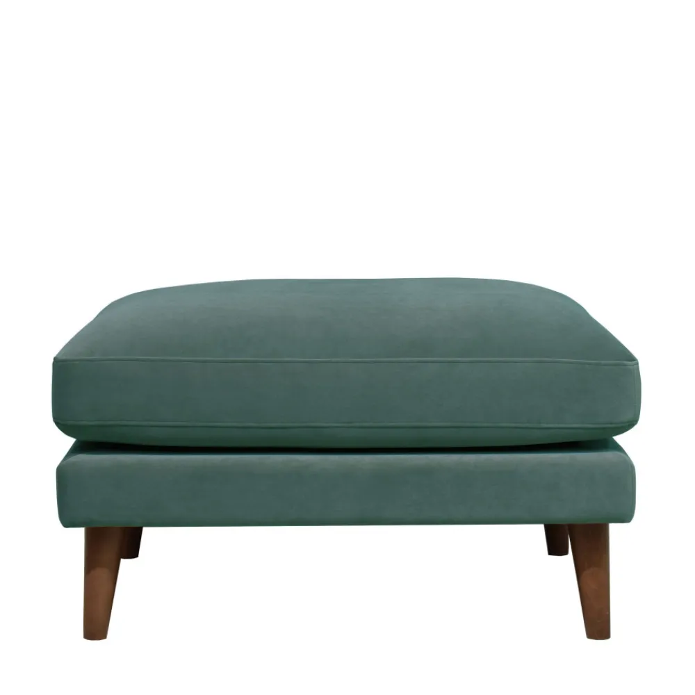 Drawer VILLABON Pouf en velours pieds bois foncé