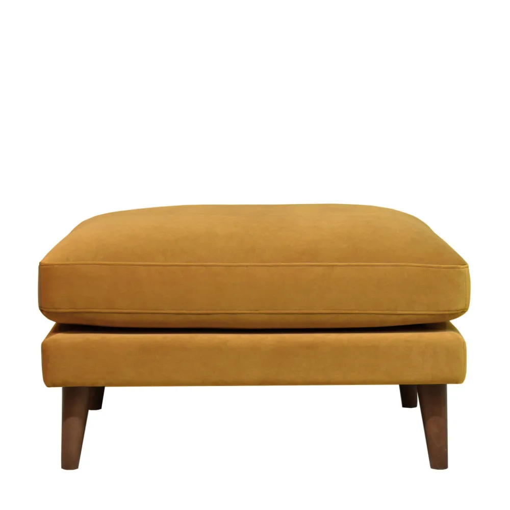 Drawer VILLABON Pouf en velours pieds bois foncé