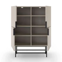 No name VINTARA Buffet haut 4 portes en bois et métal H128cm