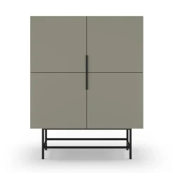 No name VINTARA Buffet haut 4 portes en bois et métal H128cm