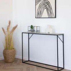 House Nordic VITA Console effet travertin et métal