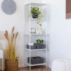 House Nordic VITA Etagère en bois et métal blanc 51x170cm