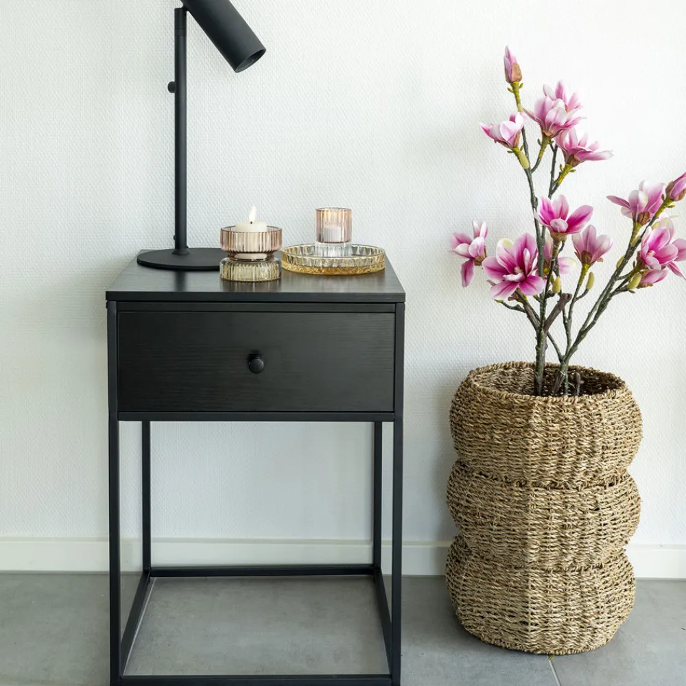House Nordic VITA Table de chevet avec tiroir en bois et métal