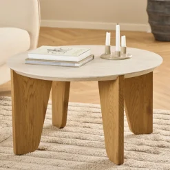 Drawer VIVO Table basse ronde en effet travertin ø80cm