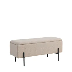House Nordic WATFORD Banc coffre en tissu bouclette et métal L95cm