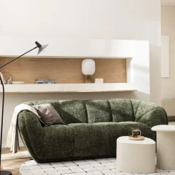 Drawer WEST Canapé droit 3 places en tissu à forme arrondie