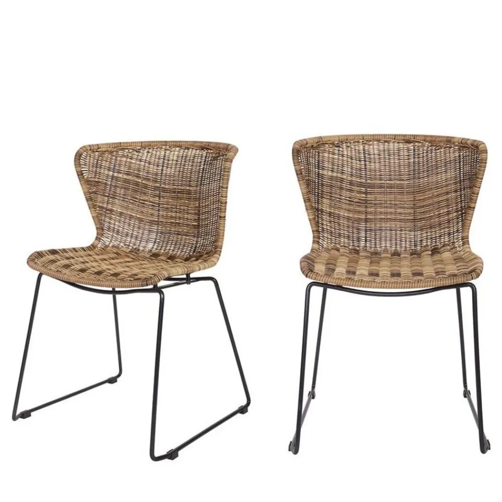 Woood WINGS Lot de 2 chaises indoor/outdoor en résine tressée