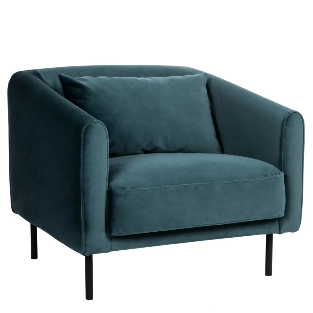 Drawer WINSEN Fauteuil en velours pieds droits en métal