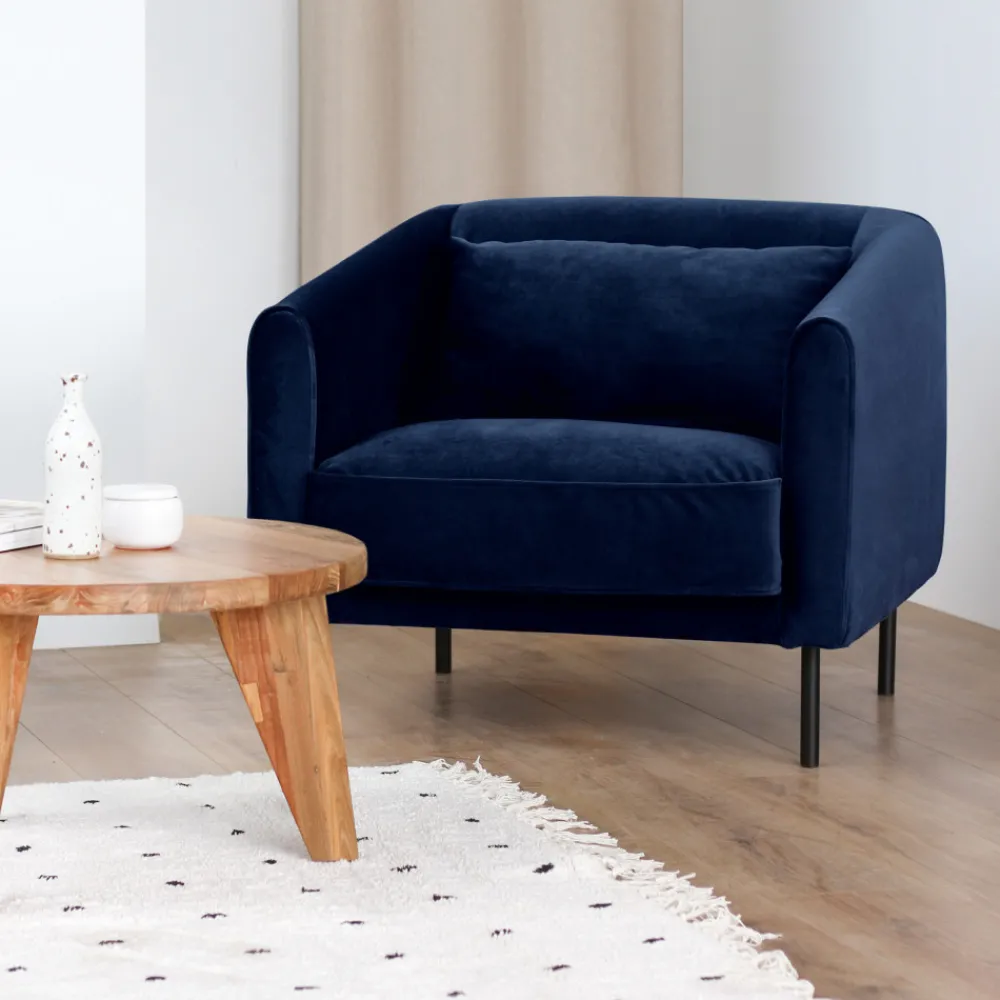 Drawer WINSEN Fauteuil en velours pieds droits en métal