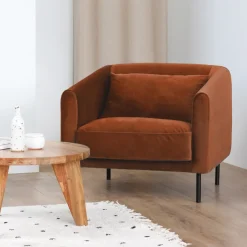 Drawer WINSEN Fauteuil en velours pieds droits en métal