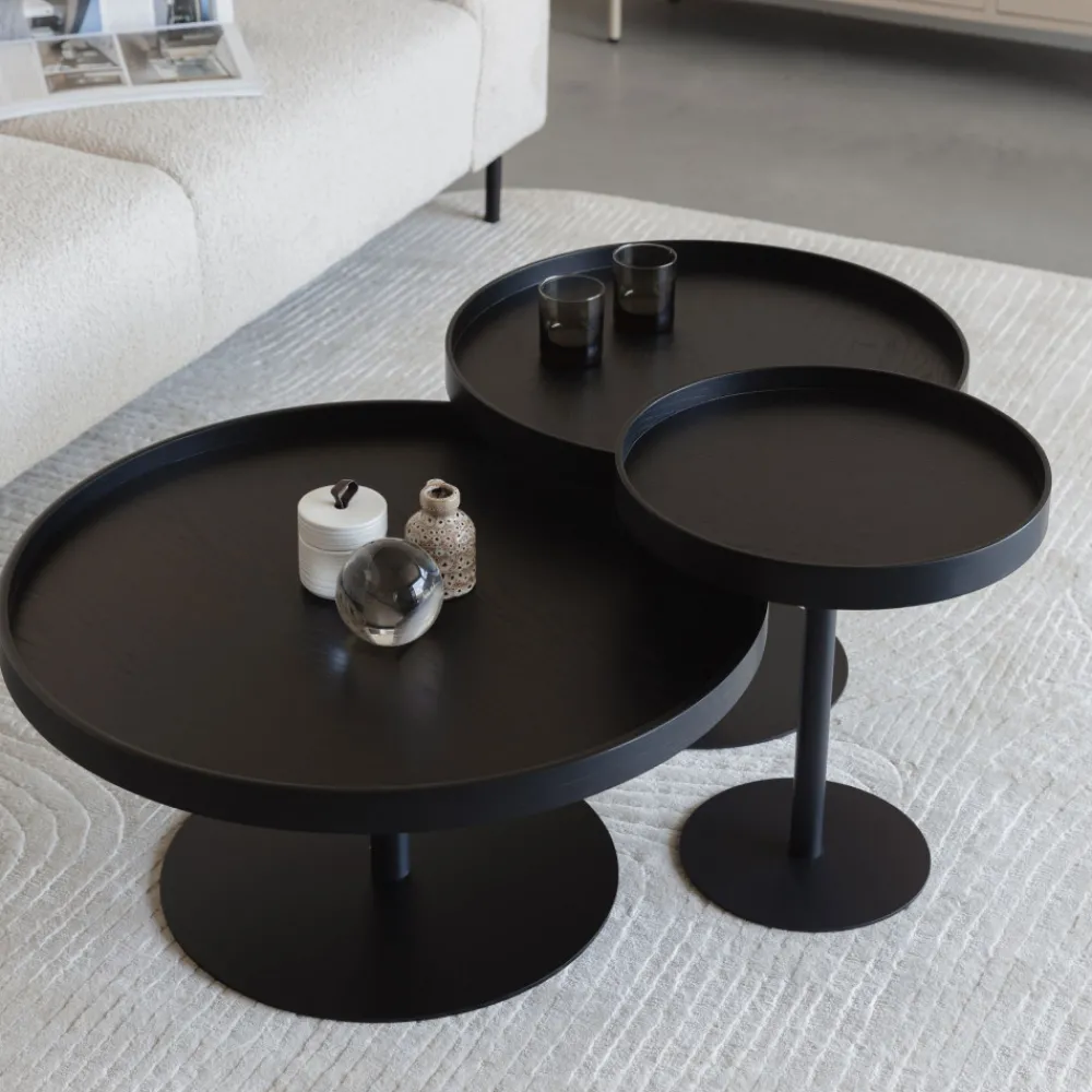 No name YURI Table d'appoint ronde en bois et métal ø45cm