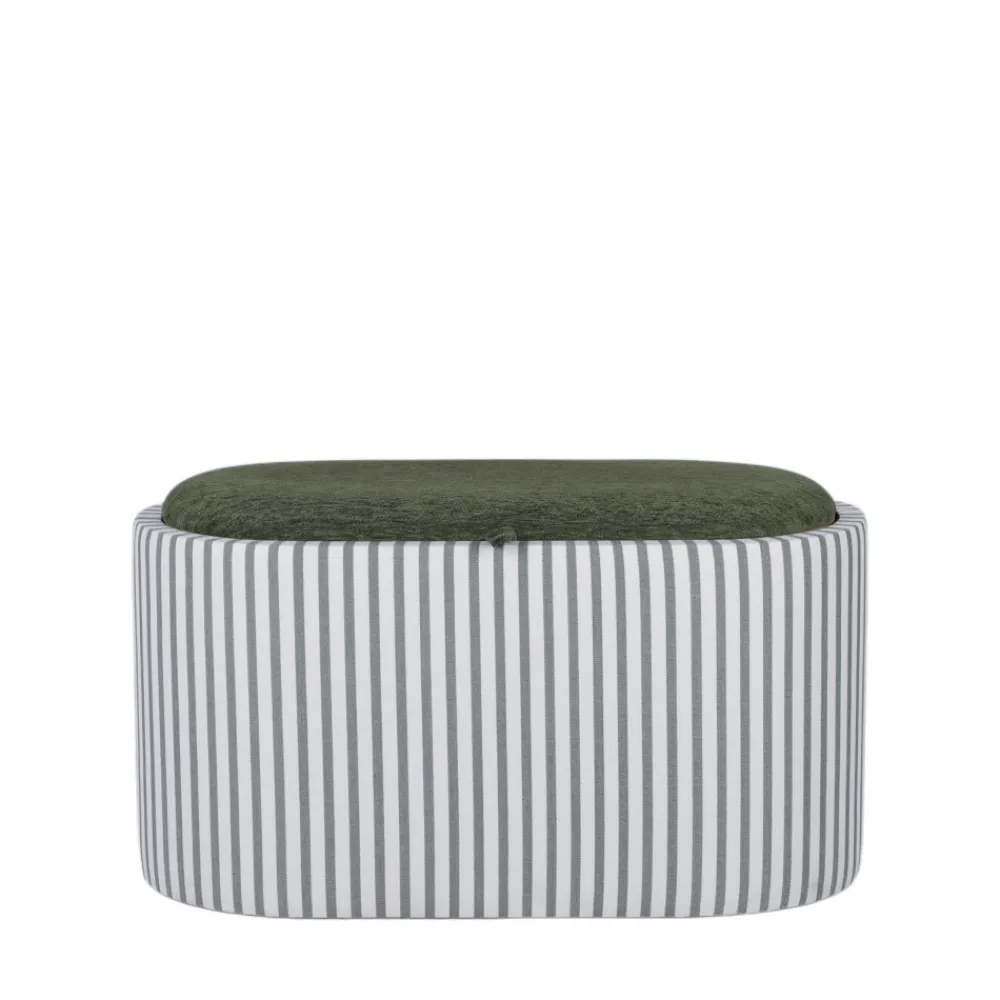 Drawer ZOÉ Banc ovale en tissu avec plateau et rangement L77cm