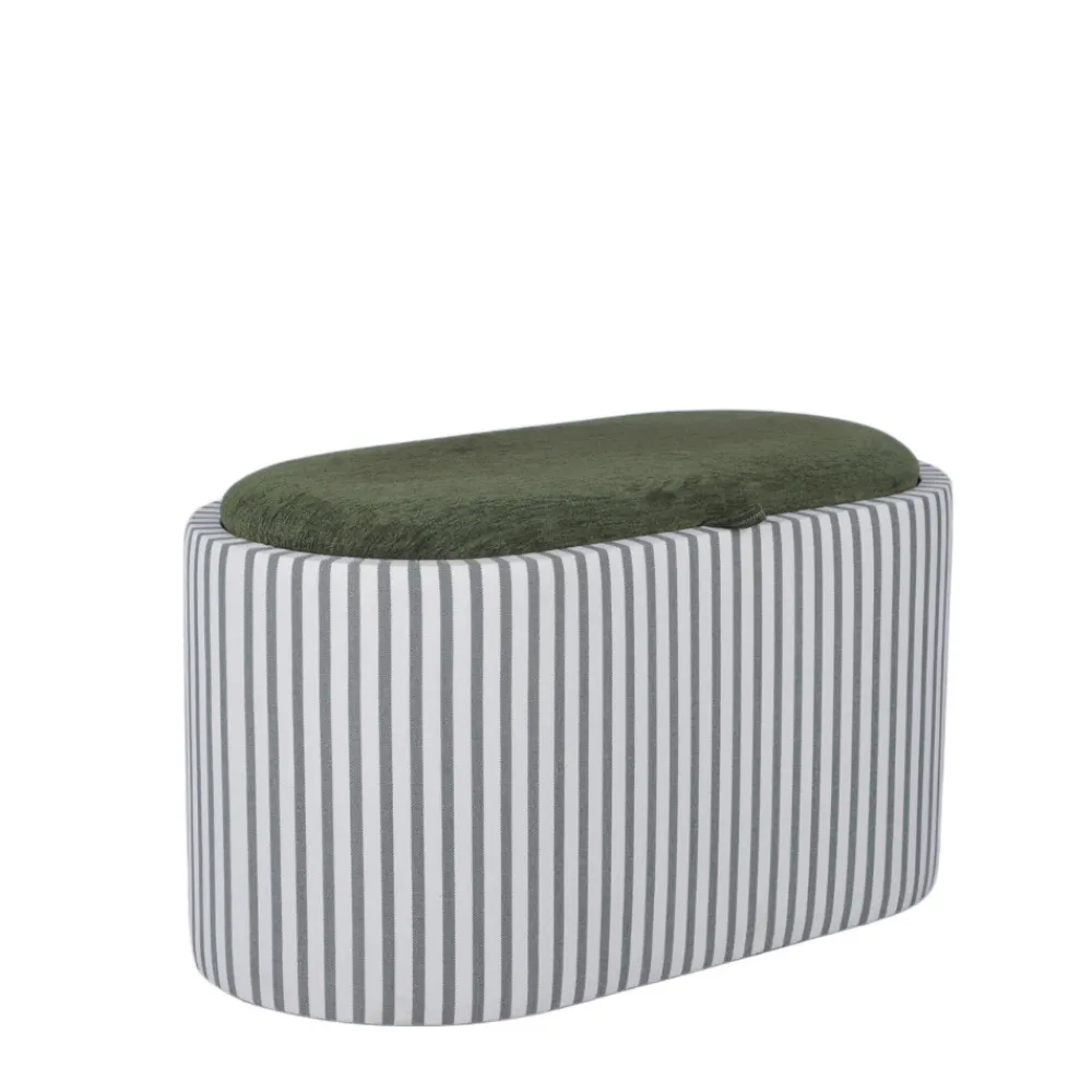 Drawer ZOÉ Banc ovale en tissu avec plateau et rangement L77cm