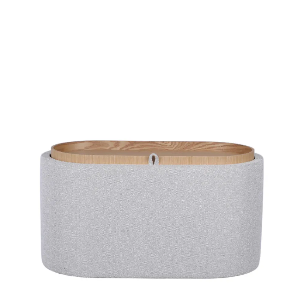 Drawer ZOÉ Banc ovale en tissu avec plateau et rangement L77cm
