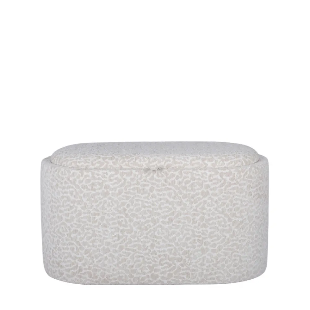 Drawer ZOÉ Banc ovale imprimé animal avec plateau et rangement L77cm