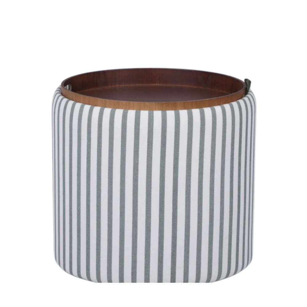 Drawer ZOÉ Pouf rond en tissu avec plateau et rangement ø40cm