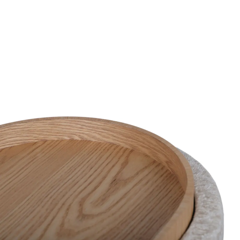 Drawer ZOÉ Pouf rond en tissu avec plateau et rangement ø40cm
